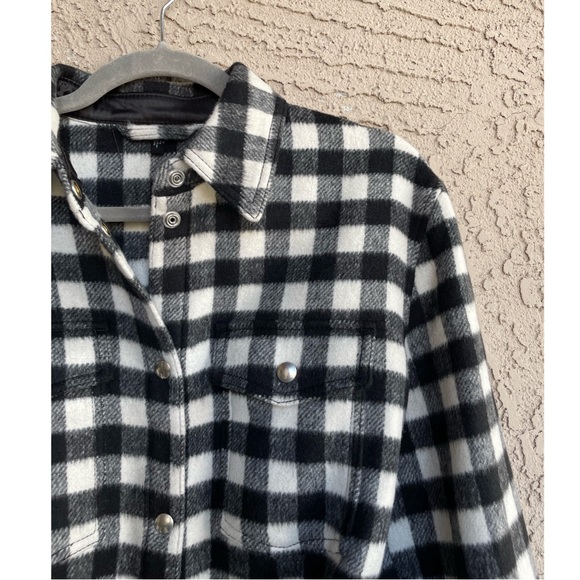 & OTHER STORIES NEW Black White Gingham Check Belted Italian Wool Shacket Jacket - Picture 13 of 17